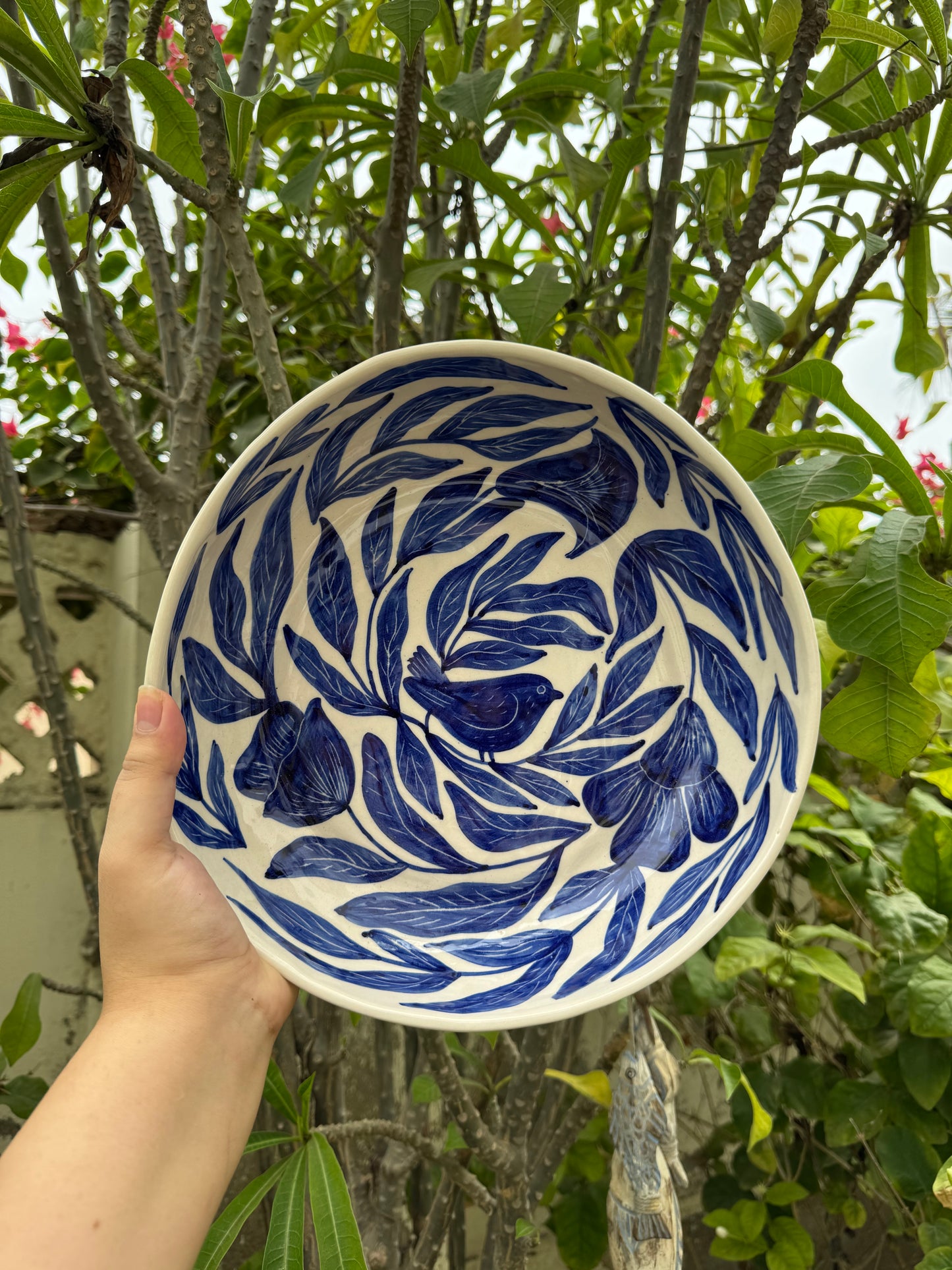 Botanical Blue Large Salad Bowl