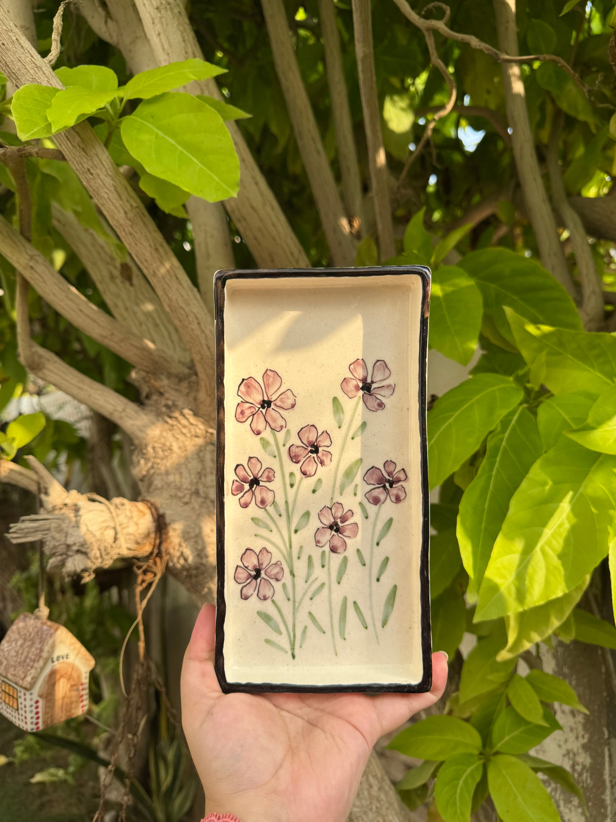 Purple Wildflower Rectangle Platter