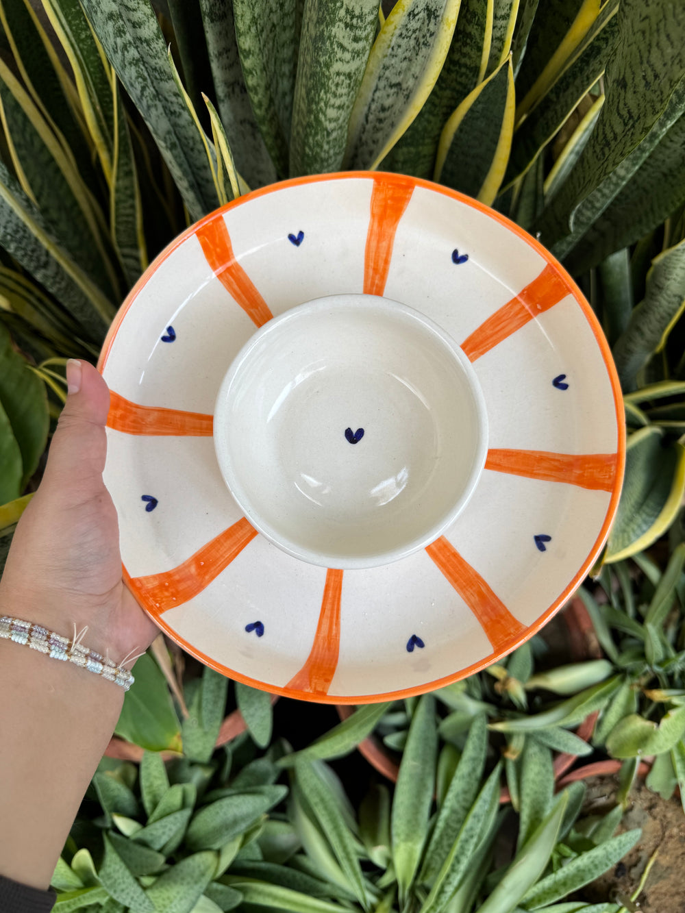 Orange Stripes Chip & Dip Platter