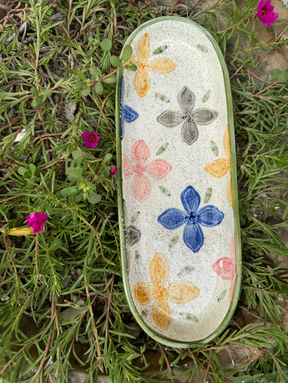 Large Sage Flowerfield Platter