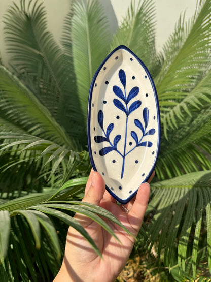 Boat Platter - Blue Leaves