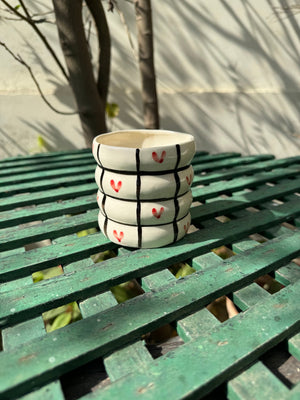 Chequered Red Hearts Bubble Mug