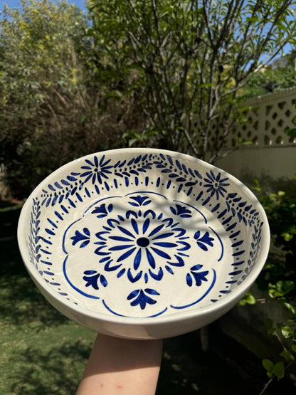 Cobalt Bloom Large Salad Bowl - Bowls