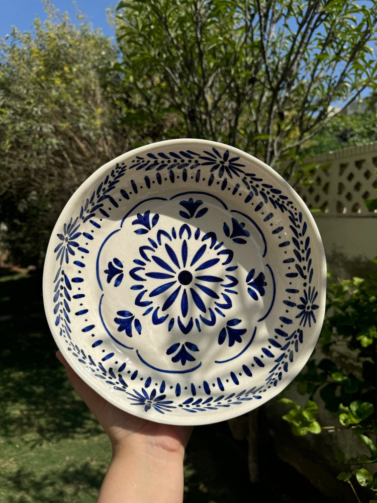 Cobalt Bloom Large Salad Bowl - Bowls
